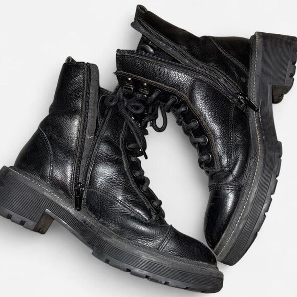 River Island Women's Black Laced and Zipper Combat Boots - Picture 6 of 7